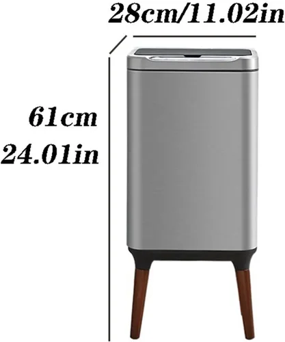Miniatura 2 de BONAD Basurero de cocina de 13 litros de gran capacidad, inteligente para cocina, de acero inoxidable, sensor automático, cubo de basura