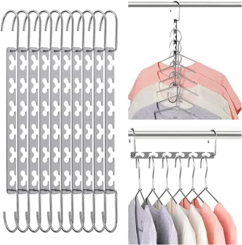 Perchas que ahorran espacio, colgador de camisas, perchas de metal para ropa, ahorro de espacio para colgar ropa, organizador de armario de metal