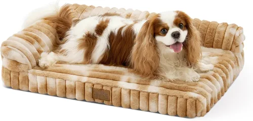 Miniatura 16 de COZY KISS Cama para perros pequeños de piel de conejo sintética, sofá ortopédico de espuma de 30 x 20 pulgadas con lados, funda extraíble lavable