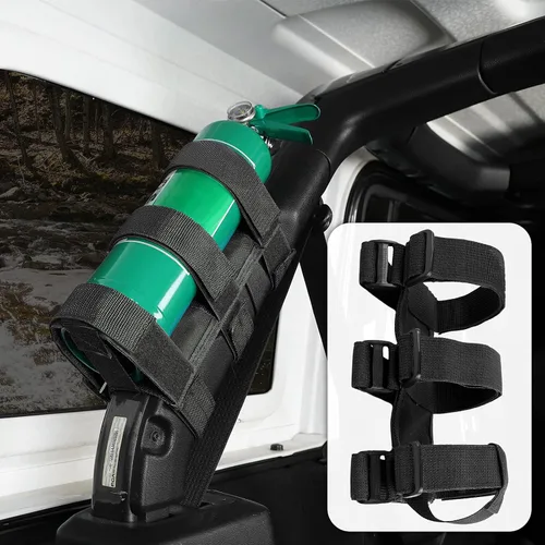 Miniatura 8 de Voodonala Soporte ajustable para extintor de incendios para Jeep Wrangler TJ YJ CJ JK JKU JL JLU JT y Ford Bronco Bronco Sport, soporte de correa