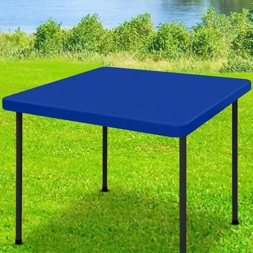 Miniatura 56 de Moosfor Mantel rectangular de elastano de 4 pies, manteles elásticos ajustables para pícnic, funda elástica y lavable para mesa de patio para Azul