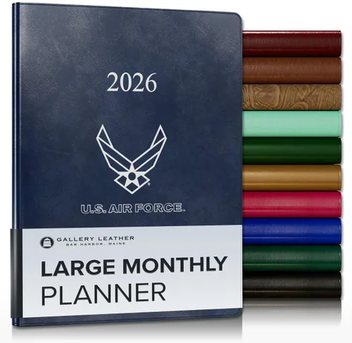 Miniatura 75 de Gallery Leather Agenda Mensual Grande 2025-2026, Elegantemente Encuadernada Planificador de Calendario y Cuaderno con Elegantes Bordes Dorados, 18