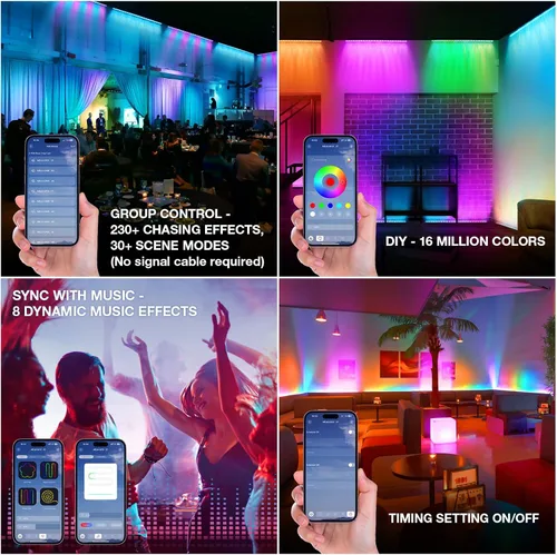 Miniatura 4 de Barra de luz de lavado de escenario para DJs: luces de lavado de pared RGBW de 120W con LED de fondo RGB - Control remoto IR APP y control DMX