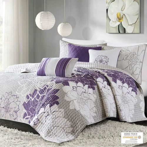 Miniatura 2 de Madison Park Lola Juego de colcha 100 % algodón, informal, floral, puntadas en canal, 365 días, ligero, colcha, almohadas decorativas, fundas, Lola