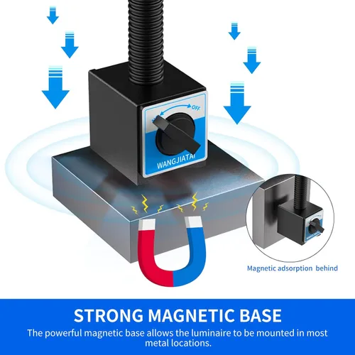 Miniatura 6 de Luz de trabajo magnética, 2000 lúmenes, luz LED para máquina con base magnética fuerte, lámpara magnética flexible de 20 pulgadas para garaje