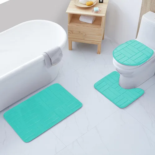 Miniatura 11 de All American Collection - Juego de 3 tapetes de baño de espuma viscoelástica con diseño de corona de felpa suave antideslizante para ducha, baño