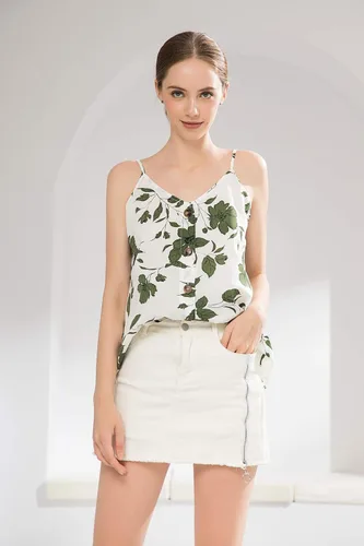 Miniatura 2 de Strappy Tank-Tops for Womens Floral-Prints Button-Down V-Neck Sexy Sleeveless-Blouses Casual Cami-Shirts