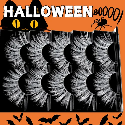 Miniatura 5 de Pestañas postizas blancas de Halloween, herramientas de extensión, anime japonés, cosplay, maquillaje natural, para fiesta de máscaras, pestañas