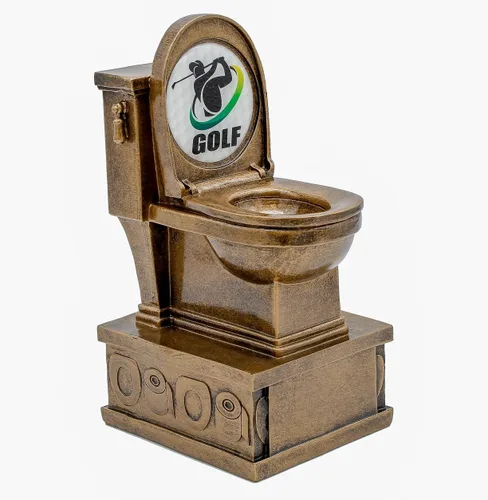 Miniatura 5 de Decade Awards Trofeo de pedestal dorado para inodoro con insertos opcionales, 7 pulgadas de alto, placa grabada bajo petición Golf