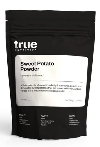 True Nutrition Polvo de batata – Fuente de carbohidratos de alimentos integrales – Paleo, vegano, sin gluten, sin OMG – para batidos, hornear y