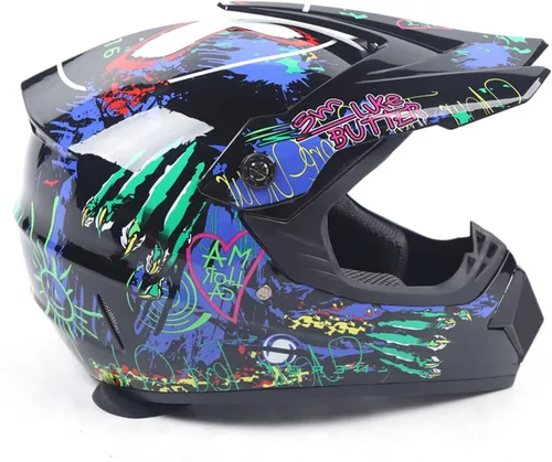 Miniatura 5 de Casco de cara completa para motocicleta, motocross, ATV, UTV, todoterreno, MTB Racing Casco, cascos ligeros DOT con guantes de gafas para adultos