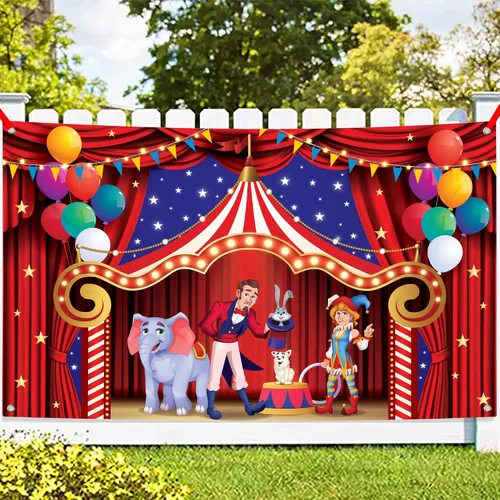 Miniatura 3 de KatchOn, Globo rojo para primer cumpleaños, grande, 40 pulgadas, telón de fondo de carnaval para decoraciones de carnaval, grande de 72 x 44