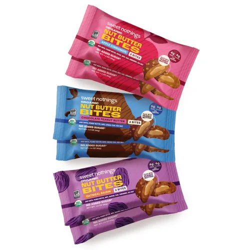 Sweet Nothings - Paquete variado de bocadillos de mantequilla de nuez, 6 paquetes, bocadillos de dátiles rellenos de mantequilla de maní, bocados de