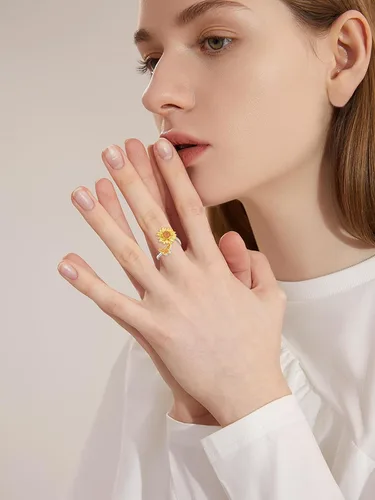Miniatura 5 de Anillo ajustable de abejamariposamostazacolibrígatoarco iris para mujer, plata de ley 925, anillos de cuchara para mujer, tamaño adecuado