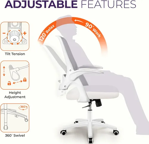 Miniatura 5 de NEO CHAIR Silla de escritorio para oficina y gaming ergonómica con soporte lumbar, altura ajustable, ruedas giratorias, brazos abatibles, silla