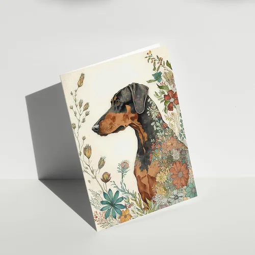 Miniatura 4 de Artery8 Doberman perro con flores de primavera colorido acuarela ilustración arte cumpleaños sellado tarjeta de felicitación más sobre en blanco