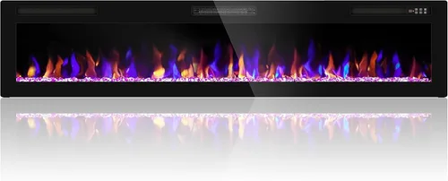 Miniatura 8 de Ludatido Chimenea eléctrica de 72 pulgadas montada en la pared/empotrada, inserto de chimenea eléctrica con 51000BTU para habitación de 410 pies
