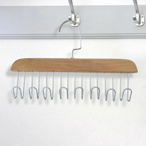 Miniatura 4 de Naysku Perchas para camisetas sin mangas, organizador de armario de madera para ahorrar espacio, rotación de 360°, resistente y organizador de Caqui