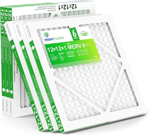 TRIGHTFILTERS 12x12x1 Filtro de aire paquete de 6 unidades, duraderos filtros plisados MERV 8 para hogar HVAC CA y horno, filtro de aire compacto y