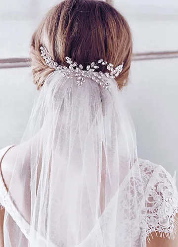 BAROGIRL - Peine para velo de novia con diseño de velo de catedral de novia de 1 nivel diseño de diamantes de imitación de boda para novias 118 in