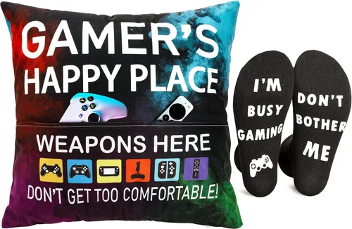 Miniatura 7 de Regalos de jugador OCCdesign para adolescentes y hombres, decoración para habitación de juegos, juego de funda de almohada para jugador y calcetines