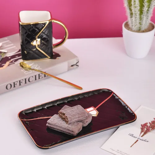 Miniatura 4 de WHJY Unique - Juego de taza de café rosa y azul de cerámica, juego de taza y platillo y cuchara, lindo juego de té de la tarde femenino, regalo