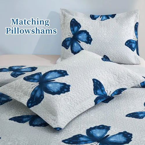 Miniatura 6 de ARTALL - Juego de edredón de 2 piezas con estampado de mariposas, de microfibra suave y ligera, colcha para cama, manta con funda de almohada