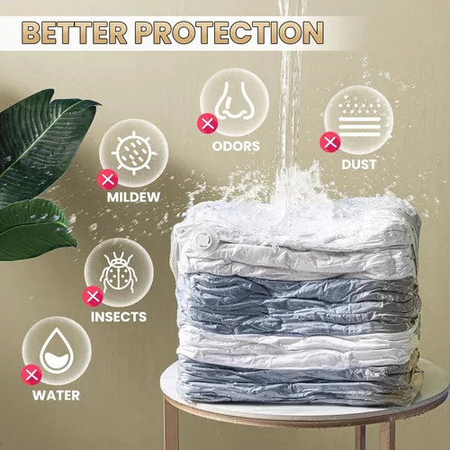 Miniatura 9 de TAILI Paquete de 8 bolsas de almacenamiento al vacío, bolsas de ahorro de espacio (3 Jumbo + 5 medianas), bolsas selladas al vacío para ropa, ropa