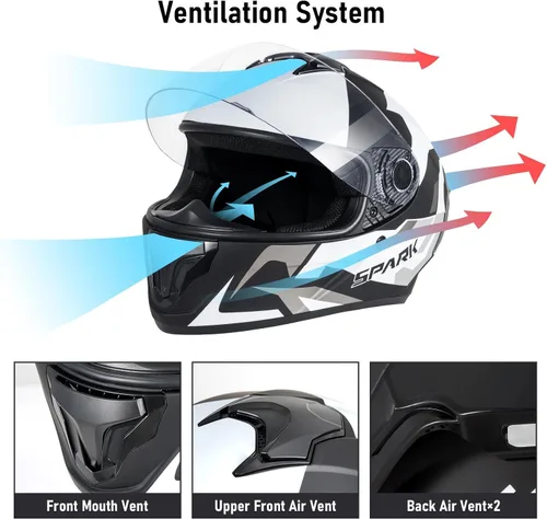 Miniatura 4 de Casco integral para motocicleta aprobado por DOT para adultos, ligero con ventilación, equipo de conducción para todas las estaciones, forro
