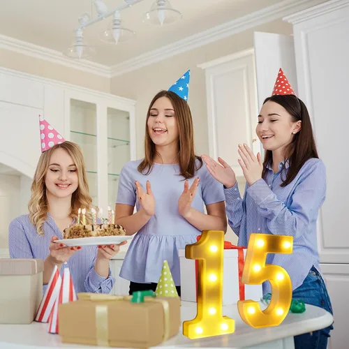 Miniatura 6 de Símbolo Ampersand LED Grande &, Letras de Marquesina Cartel 26 Letras del Alfabeto y 10 Números Luminosos para Decoración de Fiestas, Números
