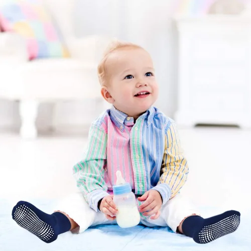 Miniatura 2 de Tphon Calcetines antideslizantes para niños pequeños, 12 pares de calcetines antideslizantes para bebés de 1 a 10 años