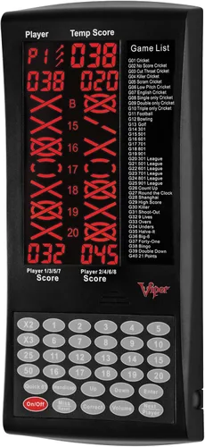 Marcador electrónico de dardos digital Viper ProScore, tablero de dardos para hasta 8 jugadores, con 40 juegos y 655 opciones de juego, incluyendo