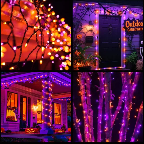 Miniatura 4 de YULETIME 100 luces de Navidad multicolor, 33 pies de cable verde certificado UL como incandescentes, mini cadena de luces LED