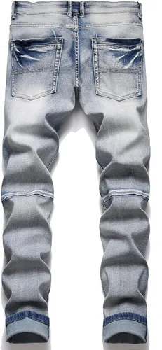 Miniatura 2 de Skinny Slim Fashion - Jeans elásticos para hombre, con agujeros rectos, estilo hip hop, para motociclista