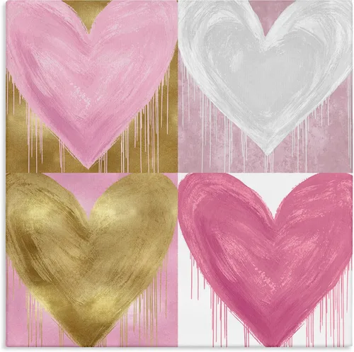 Miniatura 8 de Stupell Industries Pintura en aerosol Glam Hearts rosa y dorado, diseñada por Lindsay Rodgers Art, 12 x 12, placa de pared
