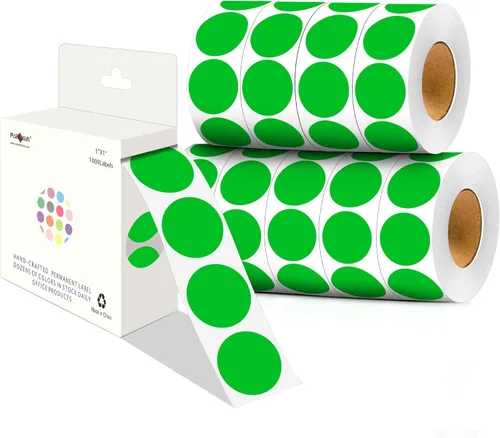 Miniatura 33 de PARLAIM Pegatinas adhesivas permanentes redondas de 1 pulgada con código de color en forma de puntos, 1000 por rollo, caja dispensadora de Azul