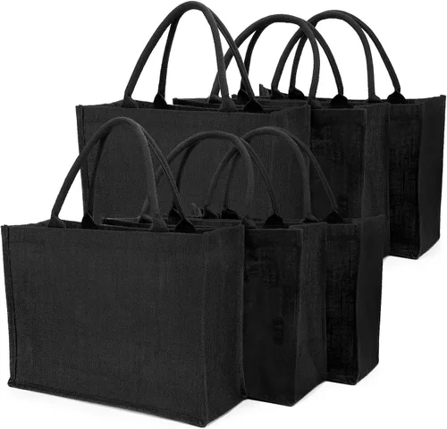 Miniatura 15 de Segarty Bolsas de mano, paquete de 6 bolsas grandes de yute blanco reutilizables de lona para regalos con asas, bolsa en blanco a granel para dama