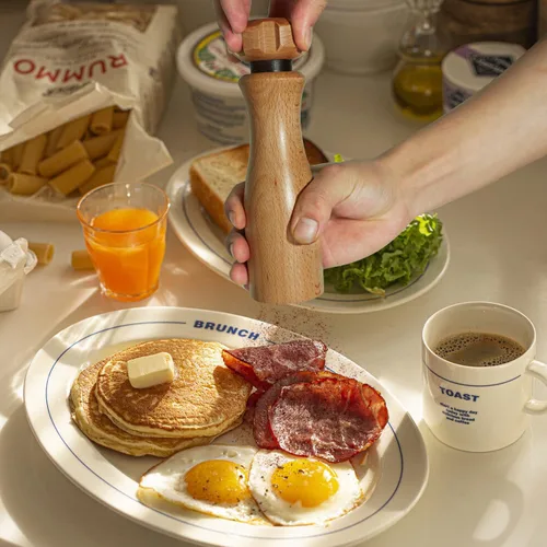 Miniatura 7 de Molinillo de pimienta de madera, molinillo de sal y pimienta de 8 pulgadas con perilla en forma de engranaje, grosor ajustable: diseño recargable