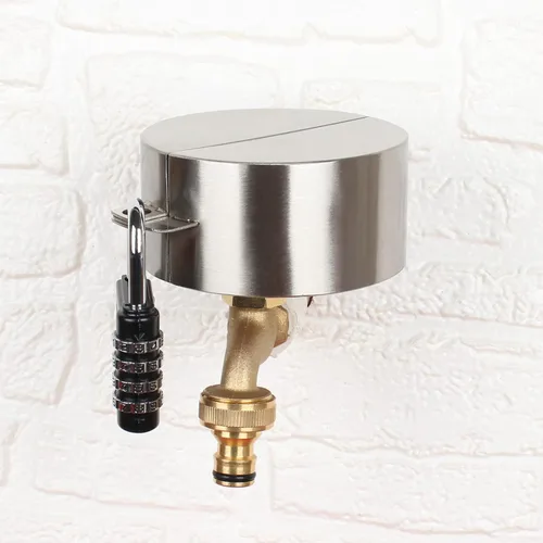 Miniatura 2 de Cerradura antirrobo para grifo al aire libre, cerradura de grifo resistente para jardín/cocina/manguera, evita el uso no autorizado de agua, Acero