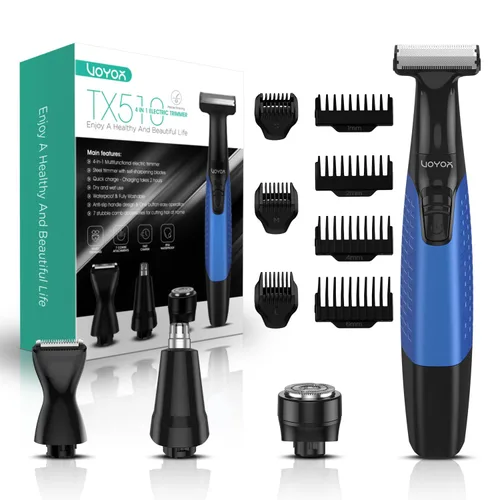 VOYOR Cortadora de barba para hombres, maquinilla de afeitar eléctrica, sin dolor, aseo de cuerpo completo, recortadora de vello facial y corporal,