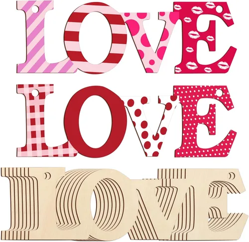 Adornos de madera para cartas de amor para pintar de 7 pulgadas, tamaño grande, para el Día de la Madre, el Día de San Valentín, discos de madera en