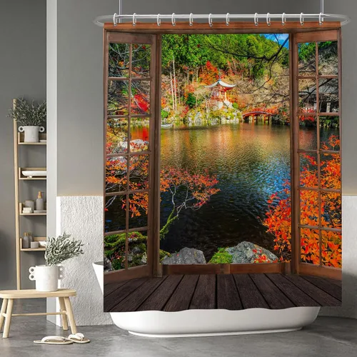 Miniatura 117 de Cortina de ducha de fantasma y gato negro para niños, 36 x 72 pulgadas, espeluznante y bonita, cortina de baño de Halloween con 6 ganchos, cortina