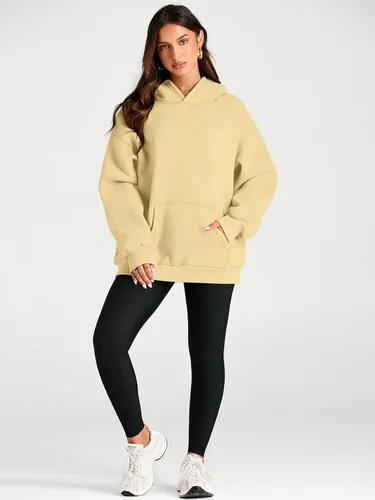 Miniatura 65 de Trendy Queen - Sudaderas extragrandes con capucha para mujer, suéteres de manga larga, sin botones, de vellón, de otoño, ropa de invierno