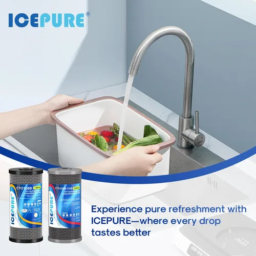 Miniatura 9 de ICEPURE Filtro de agua para toda la casa de 2 etapas de 10 x 4.5 pulgadas, carbón activado por sedimentos y carbón activado con cáscara de coco