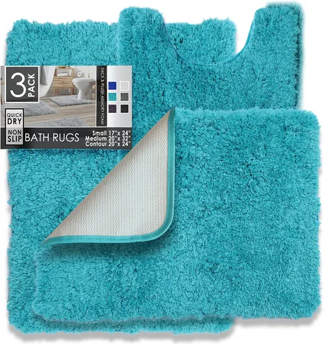 Miniatura 48 de Clara Clark - Juego de 3 tapetes de baño de felpa esponjosa, alfombra antideslizante, lavables a máquina y de secado rápido, ultrasuaves