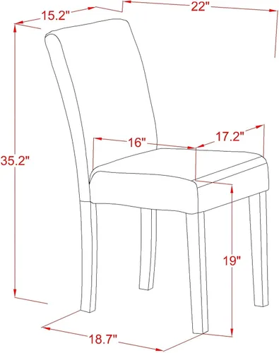 Miniatura 3 de East West Furniture ABP4T55 Abbott Parson - Juego de 2 sillas de comedor acolchadas de piel sintética azul oasis, color roble