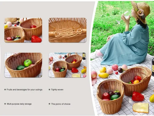 Miniatura 5 de Cesta de picnic, cesta, cesta de mimbre, juego de cesta de picnic, cesta de picnic para 2, cestas de picnic para parejas, adecuadas para canasta