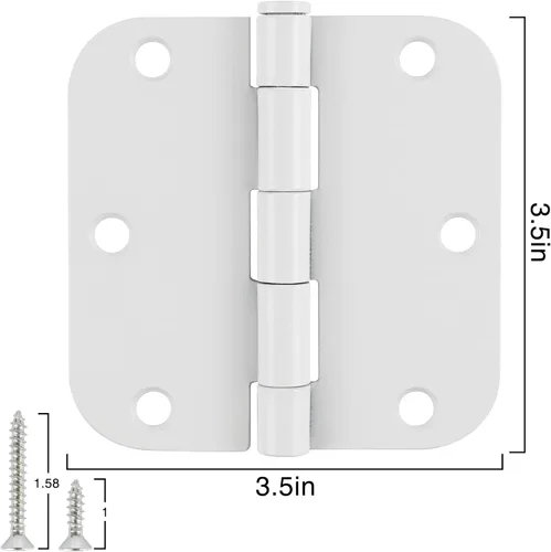 Miniatura 4 de TCDHINGES Paquete de 6 bisagras para puerta, redondeadas, sin ruido, estándar, herrajes residenciales para puertas interiores, casa, apartamento