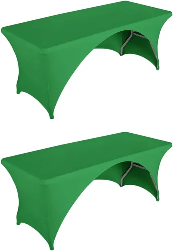 Miniatura 19 de LZY Paquete de 2 manteles ajustables para mesas plegables de 6 pies, espalda abierta, manteles rectangulares de elastano/elástico/elásticos