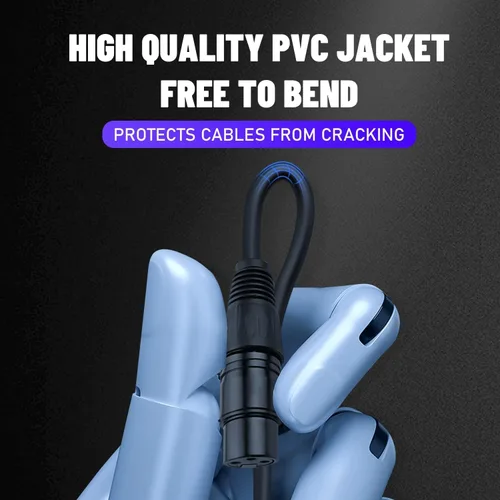 Miniatura 3 de Cable DMX 25 pies, paquete de 4 Cables DMX de 3 pines flexibles de señal XLR macho a hembra, adecuado para conexión de señal XLR de iluminación